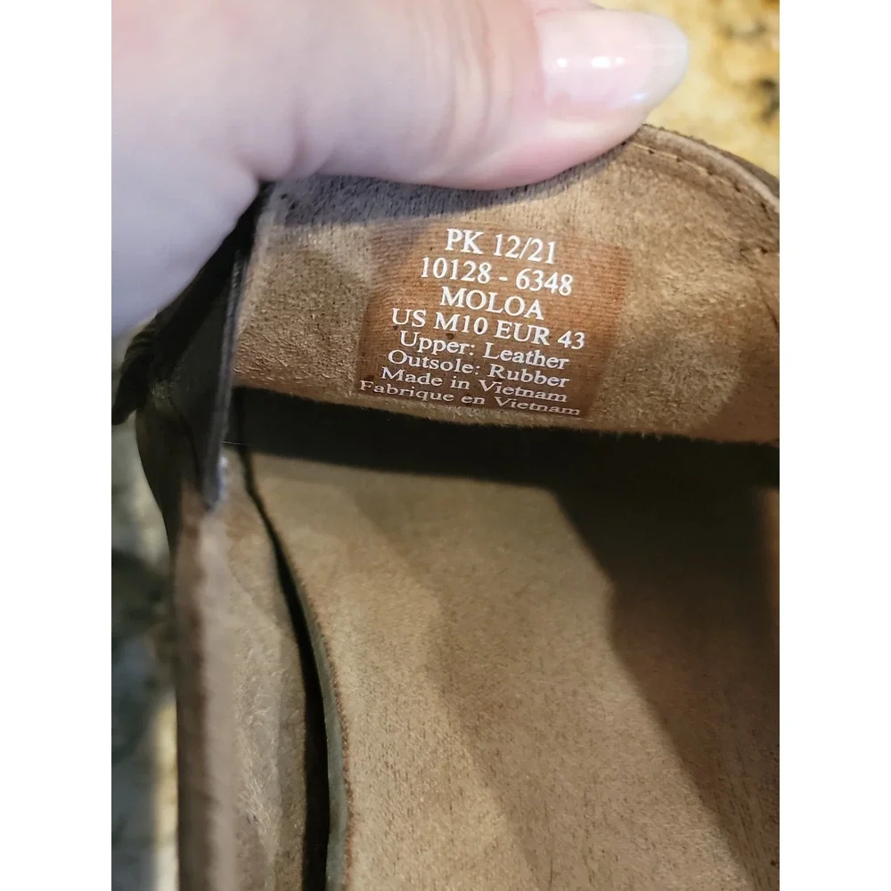 Olukai Moloa  Brown burnished Leather Slip on Loafers Mens sz 10